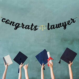 Glitter Congrats Lawyer Banner - Congrats Grad Case Closed Bunting, Law School Survivor Class of 2022 Graduation Party Decorations Black