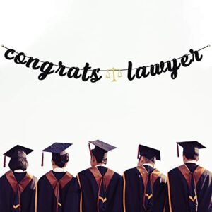 Glitter Congrats Lawyer Banner - Congrats Grad Case Closed Bunting, Law School Survivor Class of 2022 Graduation Party Decorations Black