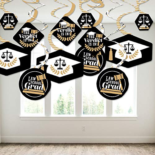 Big Dot of Happiness Law School Grad - Future Lawyer Graduation Party Hanging Decor - Party Decoration Swirls - Set of 40