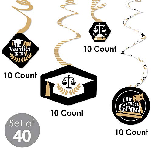 Big Dot of Happiness Law School Grad - Future Lawyer Graduation Party Hanging Decor - Party Decoration Swirls - Set of 40