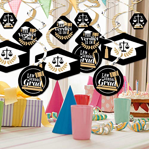 Big Dot of Happiness Law School Grad - Future Lawyer Graduation Party Hanging Decor - Party Decoration Swirls - Set of 40