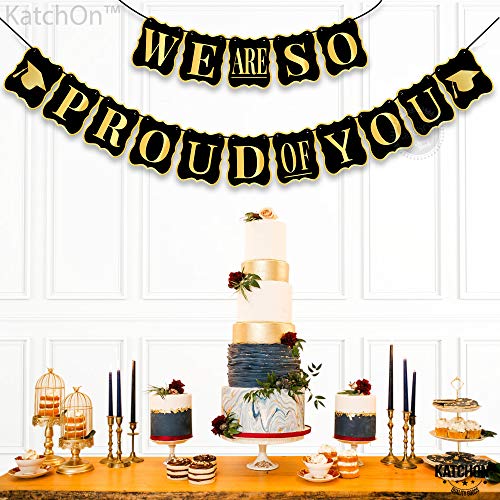 We Are So Proud Of You Banner - No DIY, Congratulations Decorations | Black and Gold Graduation Decorations 2023 | Graduation Banner, Graduation Party Decorations 2023 | Class of 2023 Decorations