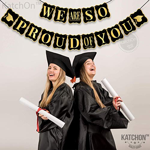 We Are So Proud Of You Banner - No DIY, Congratulations Decorations | Black and Gold Graduation Decorations 2023 | Graduation Banner, Graduation Party Decorations 2023 | Class of 2023 Decorations