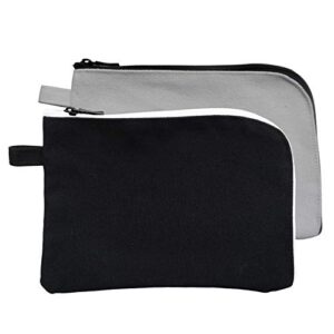 enyuwlcm 16oz canvas zipper bag small makeup pouch flat pencil pouch 2 pack black and white