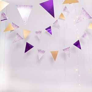 Gold Lavender Party Decoartions for Girls Golden Purple White 13th 16th 18th Birthday Garland Banner Backdrop Streamer Decor for Coming of Age Quinceanera Princess Theme Wedding Bridal Baby Shower Party Supplies