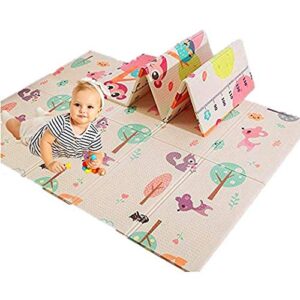 folding baby play mat, kakiblin non toxic baby foam floor mat reversible waterproof travel crawling mat, 79”x59”x0.4”
