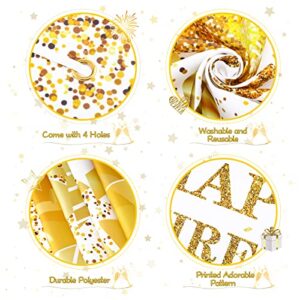 Gold and White Retirement Party Decorations for Men Women Extra Large White Gold Happy Retirement Banner Photo Booth Backdrop Background for Retirement Farewell Party Supplies