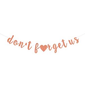dill-dall don’t forget us banner – retirement/graduation/going away party decorations (rose gold glitter)