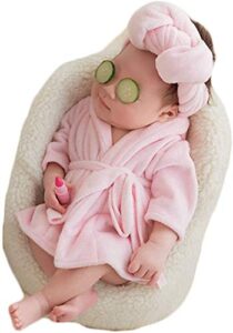 newborn photography boys girls monthly baby photo props bathrobes with towel set (pink)