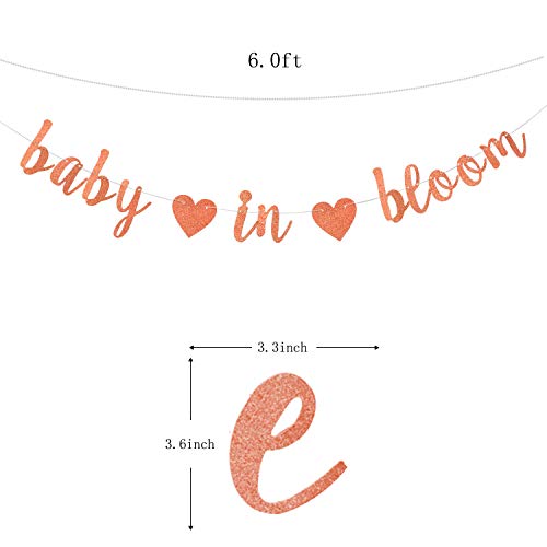 Rose Gold Glitter Baby in Bloom banner, Welcome Baby, Spring Floral Theme Gender Reveal/Baby Shower Party Decorations