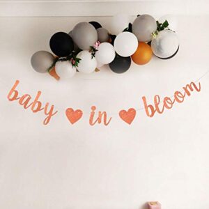 Rose Gold Glitter Baby in Bloom banner, Welcome Baby, Spring Floral Theme Gender Reveal/Baby Shower Party Decorations