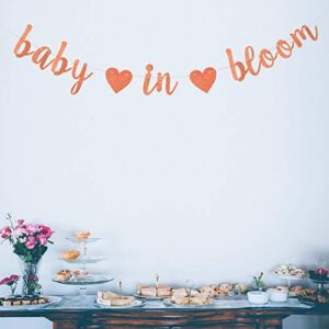 Rose Gold Glitter Baby in Bloom banner, Welcome Baby, Spring Floral Theme Gender Reveal/Baby Shower Party Decorations