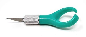 excel blades k71 fingertip craft knife – 7 inch ergonomic hobby knife with finger loop – crafting supplies – scrapbooking knife and cutting tool for precision cutting and trimming – green teal