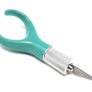 Excel Blades K71 Fingertip Craft Knife - 7 Inch Ergonomic Hobby Knife With Finger Loop - Crafting Supplies - Scrapbooking Knife and Cutting Tool For Precision Cutting and Trimming - Green Teal