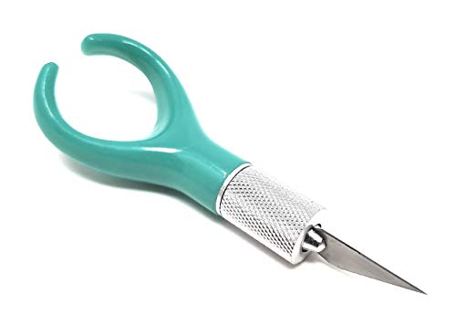 Excel Blades K71 Fingertip Craft Knife - 7 Inch Ergonomic Hobby Knife With Finger Loop - Crafting Supplies - Scrapbooking Knife and Cutting Tool For Precision Cutting and Trimming - Green Teal