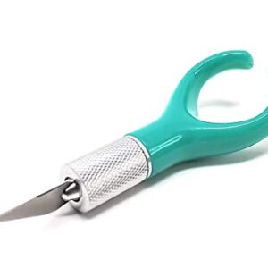 Excel Blades K71 Fingertip Craft Knife - 7 Inch Ergonomic Hobby Knife With Finger Loop - Crafting Supplies - Scrapbooking Knife and Cutting Tool For Precision Cutting and Trimming - Green Teal