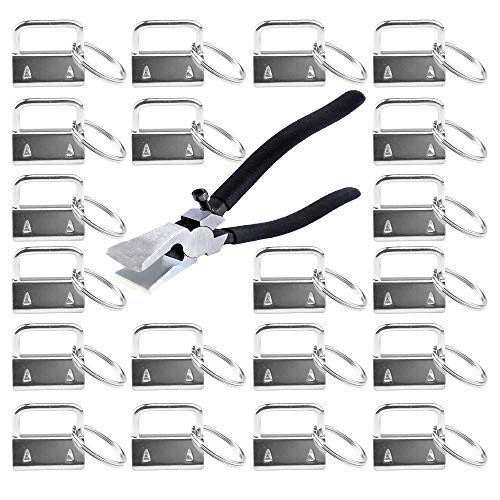 EWONICE Glass Running Pliers and 40 Pcs 1 Inch Fob Chain Wristlet Hardware with Key Ring (Key Fob with Pliers)