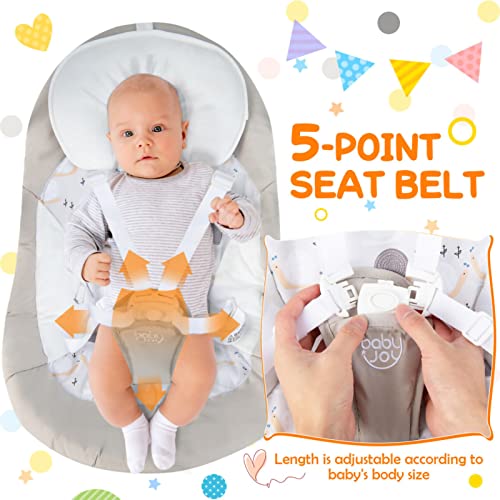 2-in-1 Bouncer & Rocker, Electric Foldable Baby Rocking Chair with Adjustable Backrest, Portable Rocker and Bouncer for Babies Includes Soft Toys