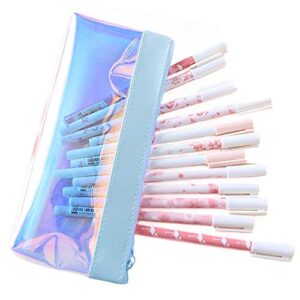 funny live transparent colored pencil case stationery pouch bag, cute allochroic pen pencil bag makeup cosmetic bag pouch for girls boys women (light blue)