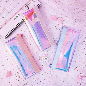 Funny live Transparent Colored Pencil Case Stationery Pouch Bag, Cute Allochroic Pen Pencil Bag Makeup Cosmetic Bag Pouch for Girls Boys Women (Light Blue)