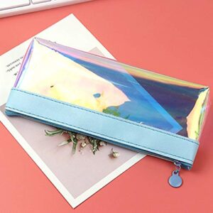 Funny live Transparent Colored Pencil Case Stationery Pouch Bag, Cute Allochroic Pen Pencil Bag Makeup Cosmetic Bag Pouch for Girls Boys Women (Light Blue)
