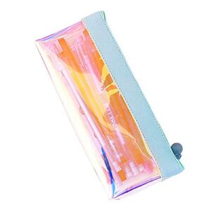 Funny live Transparent Colored Pencil Case Stationery Pouch Bag, Cute Allochroic Pen Pencil Bag Makeup Cosmetic Bag Pouch for Girls Boys Women (Light Blue)