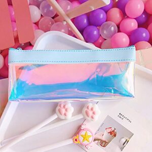 Funny live Transparent Colored Pencil Case Stationery Pouch Bag, Cute Allochroic Pen Pencil Bag Makeup Cosmetic Bag Pouch for Girls Boys Women (Light Blue)