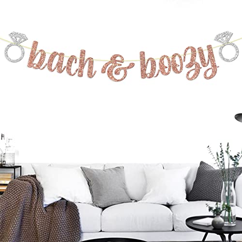 Rose Gold Glitter Bach Boozy Banner, Bridal Shower Party Decorations, Wedding, Engagement Hen Party Decoration Supplies