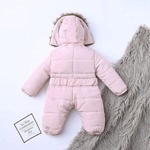 Outerwear Romper Coat Warm Infant Baby Jacket Snowsuit Girls Hooded Jumpsuit Girls Boys Snow for Kids (Pink, 0-3 Months)