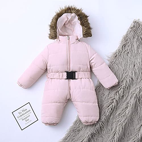 Outerwear Romper Coat Warm Infant Baby Jacket Snowsuit Girls Hooded Jumpsuit Girls Boys Snow for Kids (Pink, 0-3 Months)