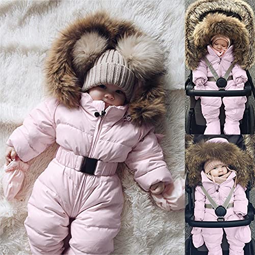 Outerwear Romper Coat Warm Infant Baby Jacket Snowsuit Girls Hooded Jumpsuit Girls Boys Snow for Kids (Pink, 0-3 Months)