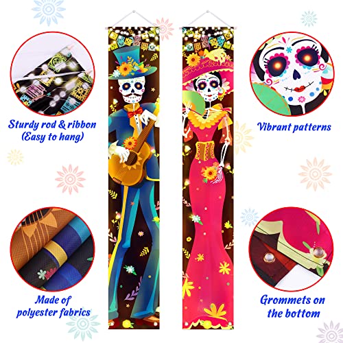 Halloween Decorations Indoor Dia De Los Muertos/Day of The Dead Decorations Lighted Porch Signs Banners Outdoor Wall Door Decor (Not Batteries Included)