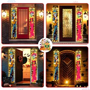 Halloween Decorations Indoor Dia De Los Muertos/Day of The Dead Decorations Lighted Porch Signs Banners Outdoor Wall Door Decor (Not Batteries Included)