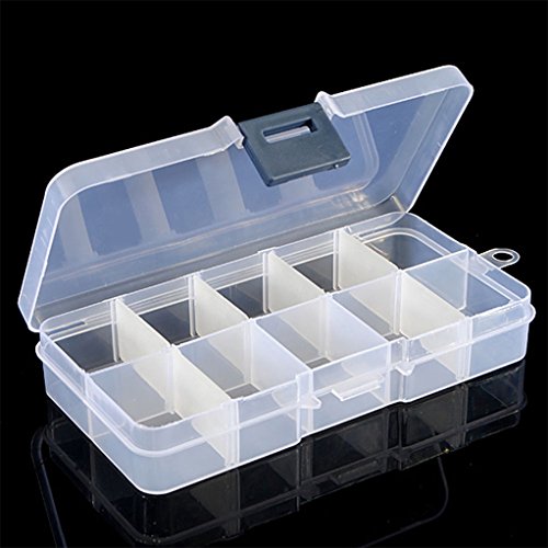 super1798 10 Compartments Clear Plastic Storage Box Jewelry Bead Screw Organizer Container