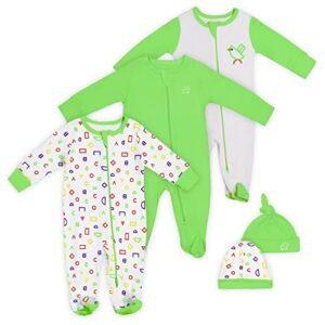 BABYCIRCUS Unisex-Baby Sleep 'N Play Footed Pajamas and Beanies (Pack of 5)