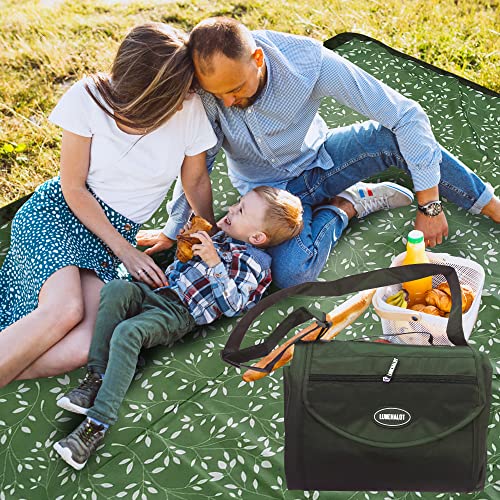 LUNCHALOT Large Picnic Blankets Waterproof - Foldable Outdoor Mat for Park - | 57x78 Inches | Easy to Carry | Water Resistant | Simple Clean | Wipeble and Sandproof | Kids and Toddlers Friendly