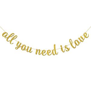 innoru glitter gold all you need is love banner – engagement, wedding anniversary party bunting decoration photo props