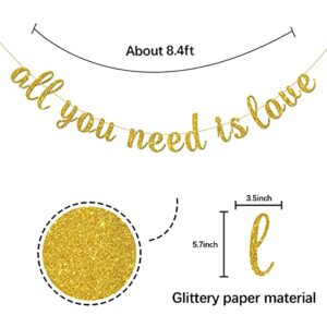 INNORU Glitter Gold All You Need is Love Banner - Engagement, Wedding Anniversary Party Bunting Decoration Photo Props