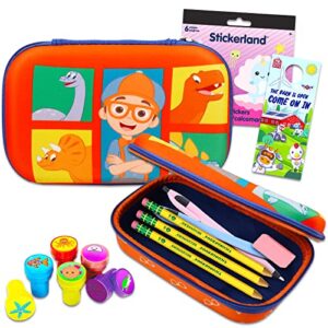 beach kids blippi pencil case set – bundle with blippi pencil box, stampers, stickers, more | blippi stationary set for boys, toddlers