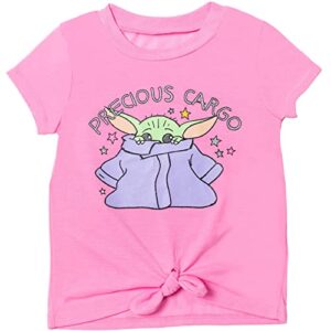 Star Wars The Child Toddler Girls Graphic T-Shirt Shorts and Scrunchie 3 Piece Outfit Set Pink/Rainbow 5T