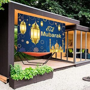 Eid Mubarak Banner Backdrop Decorations Ramadan Mubarak Background Banner for Eid Al-fitr Party Decorations Supplies