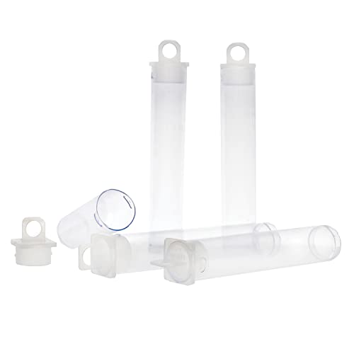 The Beadsmith Clear Plastic Tubes - 3-Inch-Long Round Tubes, 9/16 Inches in Diameter - Hanging Caps - Use for Beads, Bath Salts, Wedding & Party Favors, Home or Office Storage - Bag of 100