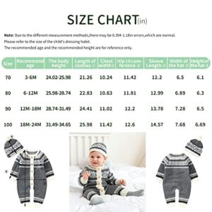 Wugugu Baby Girls Boys Rompers Caps Outfit Newborn Infant Knitted Jumpsuits Hats Suit Unisex Retro Long Sleeve Soft Warm Winter Spring Bodysuit Clothes White 6-12 Months