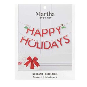 martha stewart chipboard happy holidays bunting garland, red, green