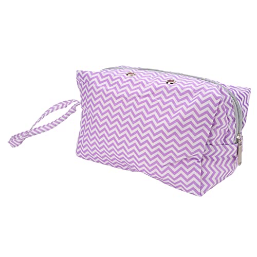 ENTHUSRI Yarn Storage Bag Best Durable Travel Storage Bag Purple Striped Design Knitting Accessories Case for Crochet Accessories