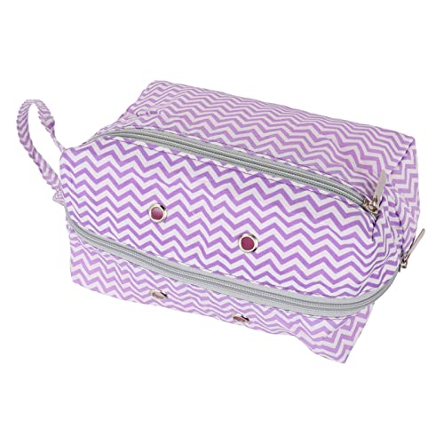 ENTHUSRI Yarn Storage Bag Best Durable Travel Storage Bag Purple Striped Design Knitting Accessories Case for Crochet Accessories