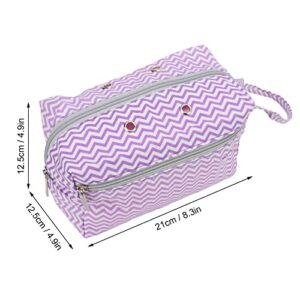 ENTHUSRI Yarn Storage Bag Best Durable Travel Storage Bag Purple Striped Design Knitting Accessories Case for Crochet Accessories