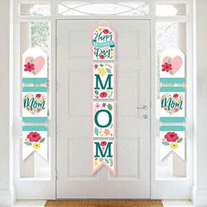 Big Dot of Happiness Colorful Floral Happy Mother's Day - Hanging Vertical Paper Door Banners - We Love Mom Party Wall Decoration Kit - Indoor Door Decor