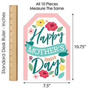 Big Dot of Happiness Colorful Floral Happy Mother's Day - Hanging Vertical Paper Door Banners - We Love Mom Party Wall Decoration Kit - Indoor Door Decor