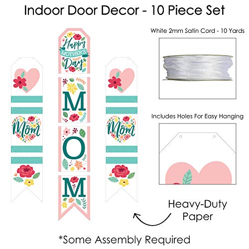 Big Dot of Happiness Colorful Floral Happy Mother's Day - Hanging Vertical Paper Door Banners - We Love Mom Party Wall Decoration Kit - Indoor Door Decor